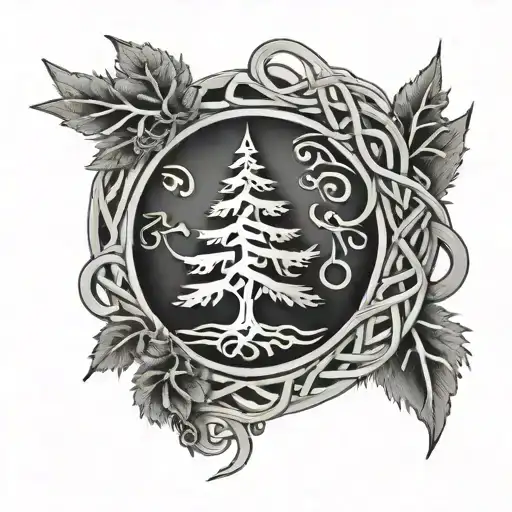 Celtic Knot And Pine Tree