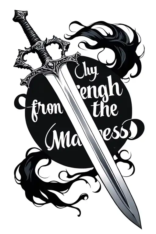 Feminine Sword With The Quote 'Strengh From The Madness