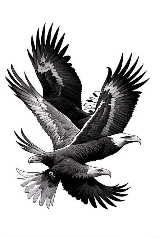 3 Eagles Flying Together In A Circle