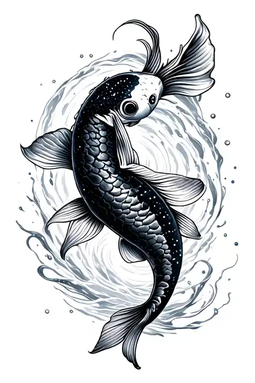 Koi Fish And Black Spiral Galaxy