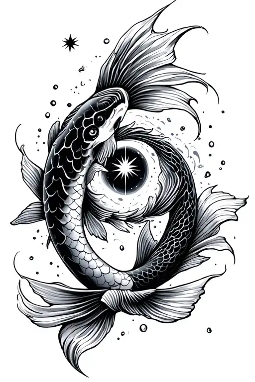 Koi Fish And Black Hole Eating Star