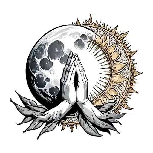 Moon Praying Hands Sun