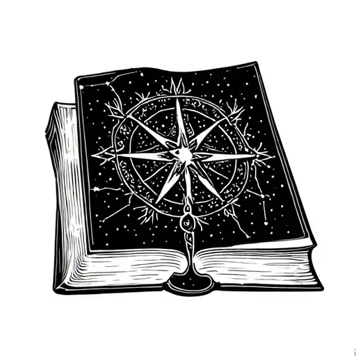 Libra Star Constellation Intertwined With Books Line Art