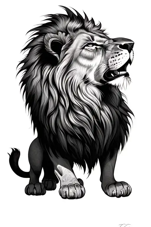 Lion And Portirate Of My Mom