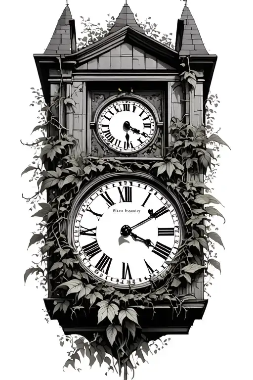 Clock Tower Overgrown By Vines And Plants Showing The Time Of My Birth