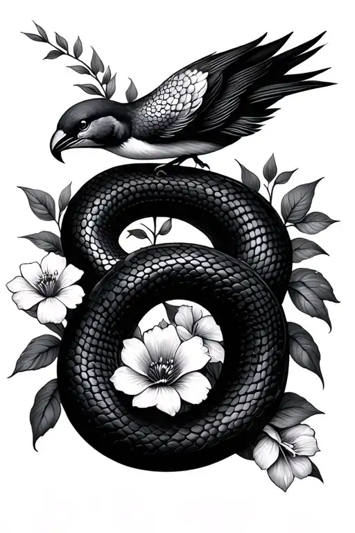 Birds Flowers Snake