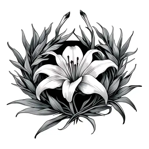 Spider Lilly Surrounded By A Wreath