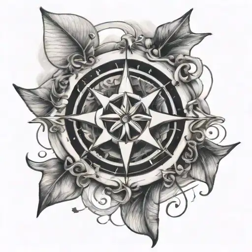 Wind Rose And Note Surrounded My Music Notes