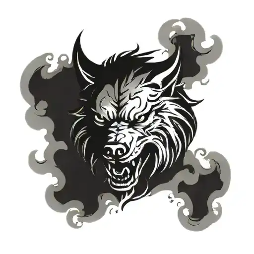 An Alpha Lycan Silhouette Emerging From A Cloud Of Smoke