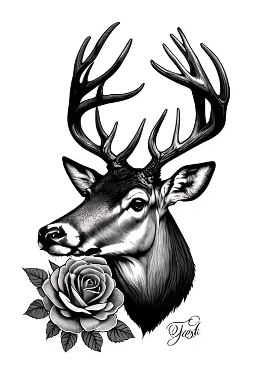 Deer Stag Head Roses