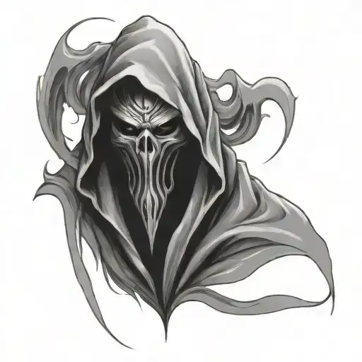 Dark Ghost Figure Hidden Behind A Dark Hood And Robe