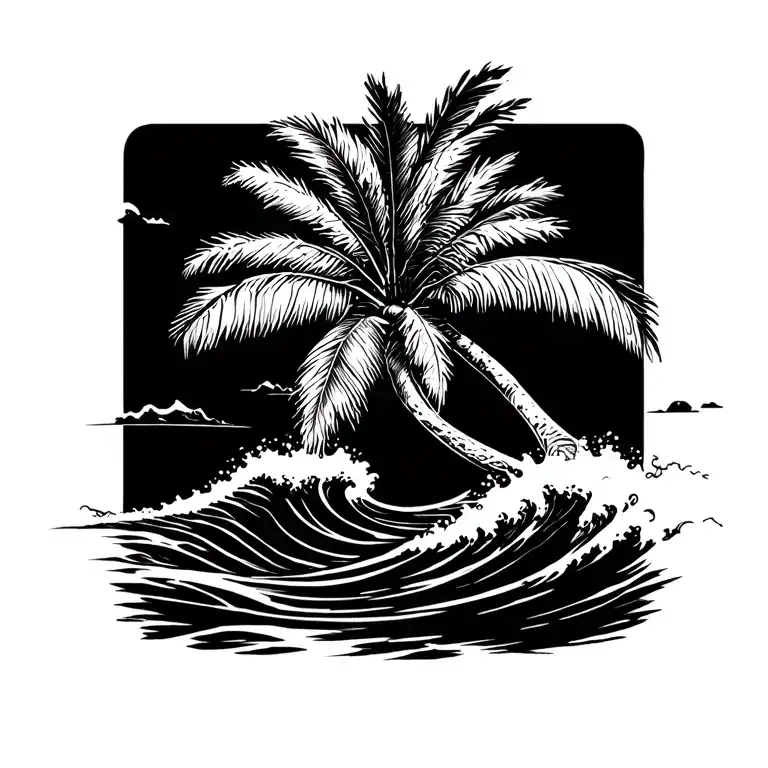 Small Tattoo Palm Tree With Wave Algarve Theme I'd Like