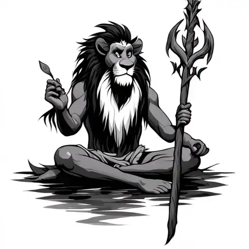 Rafiki From Lion King Meditating On His Staff