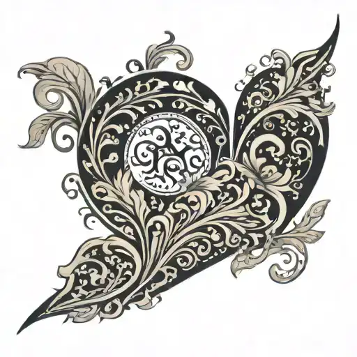 A Delicate Heart-shaped Arabesque Design With Intricate Floral Patterns Inspired By Water Elements