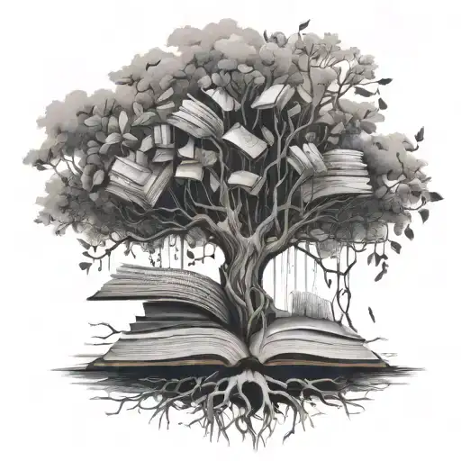 A Tree Of Knowledge With Roots Made Of Books And Branches Reaching Towards The Sky