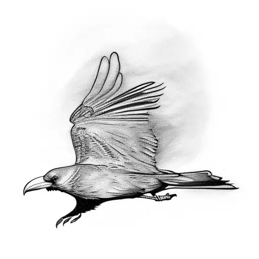 Small Raven Flying