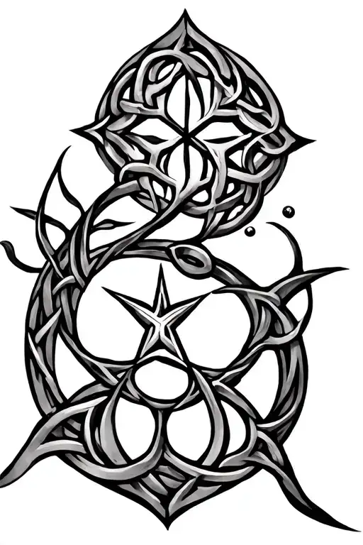 Three Abtract Stars Celtic Tree Of Life