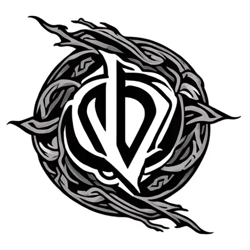 D V Letter Hugging With Maori Circle Around It