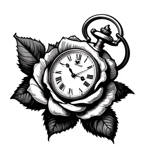 Pocket Watch And A Rose