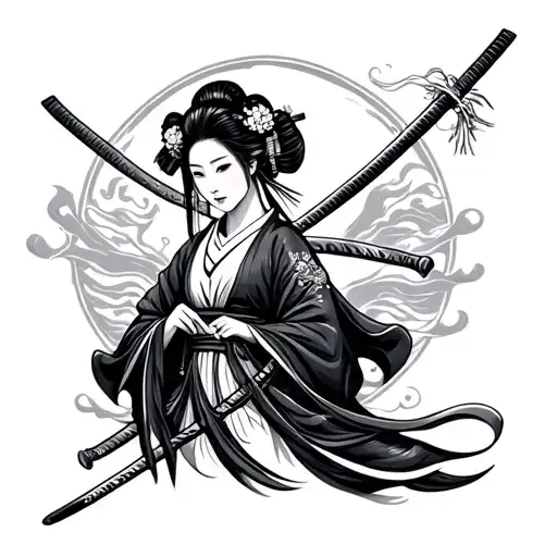 Geisha With Samurai Sword
