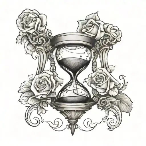 Hourglass Containing A Heart And A Silhouette Of A Couple Kissing