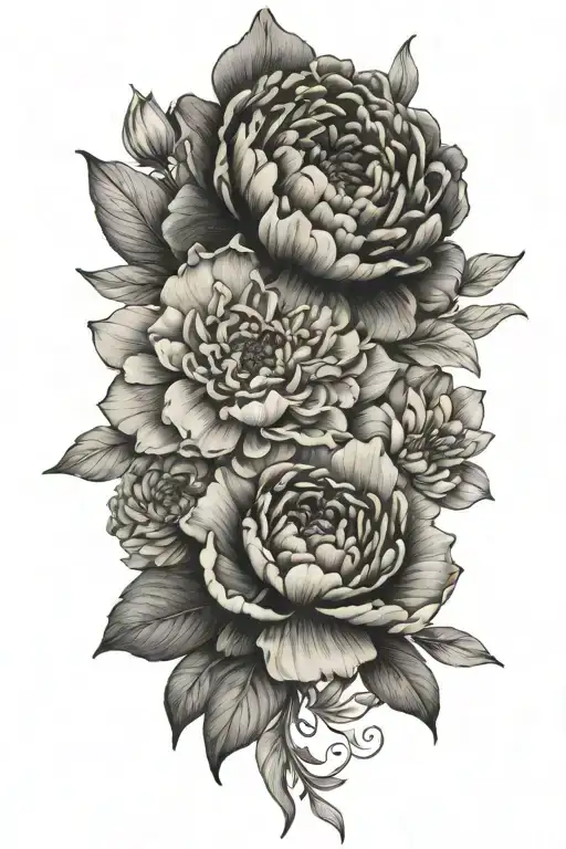 Bouquet Of Marigold And Peony And Narcissus Flowers