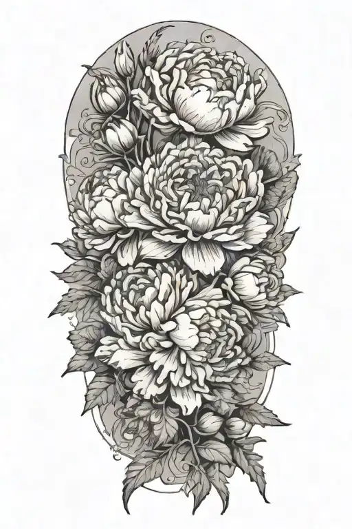 Bouquet Of A Marigold And A Peony And A Narcissus