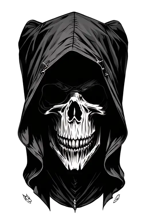 Dark Hooded Reaper Whose Face Is Hidden In The Form