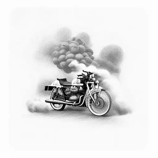 A Vintage Motorcycle Surrounded By Coffee Beans And Steam