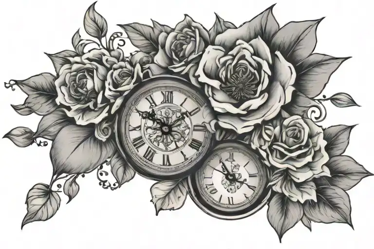 Floral And Clock