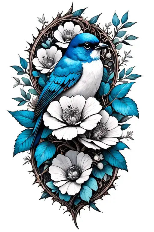 Flowers Thorns Bluebird
