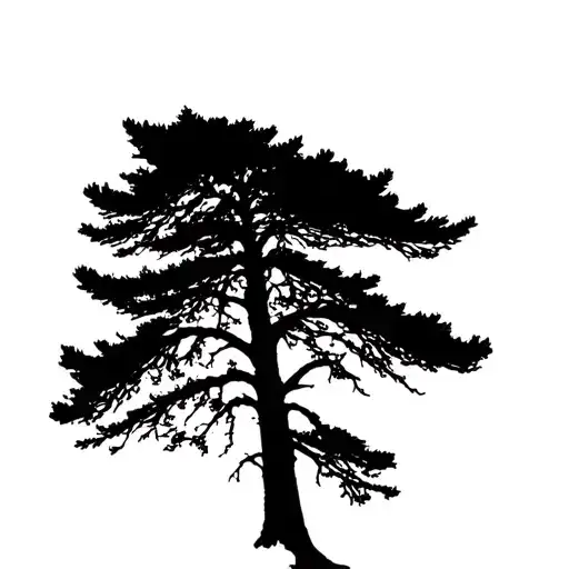Tall Pine Tree With Shadow