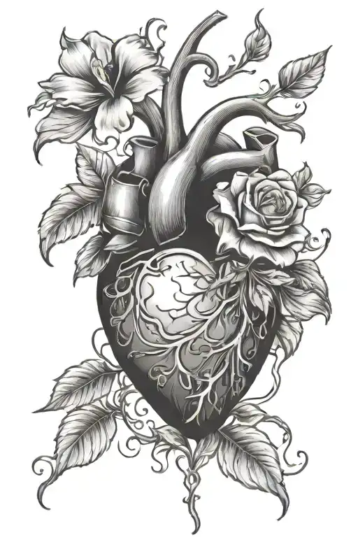 Flower Growing Out Of Broken Heart