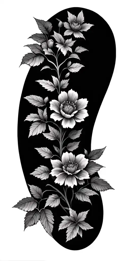 Vines Wth Artmis Inspired Flowers And Leaves Growing