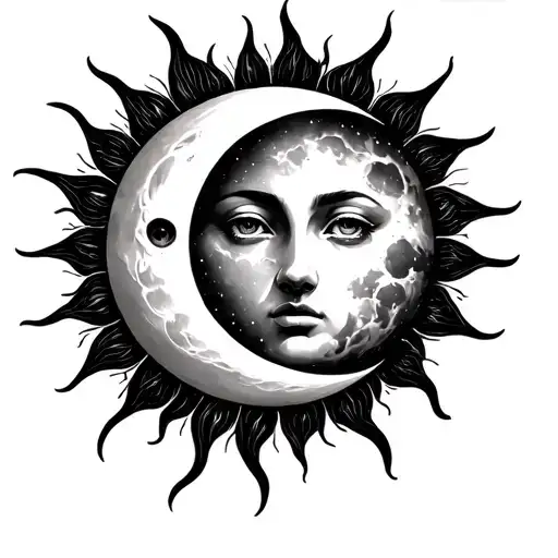 Sun And Moon Merging Together