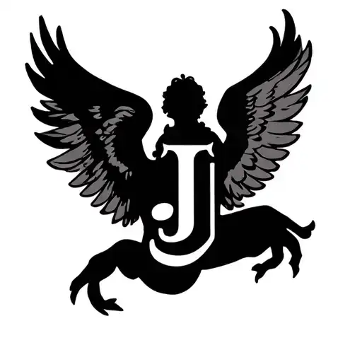 Forearm Sleeve Tattoo With Angel Winigs That Hold The Letters I J