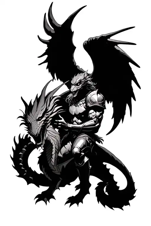 Arch Angel Micheal With The Dopest Armour Fighting A Mythological Dragon