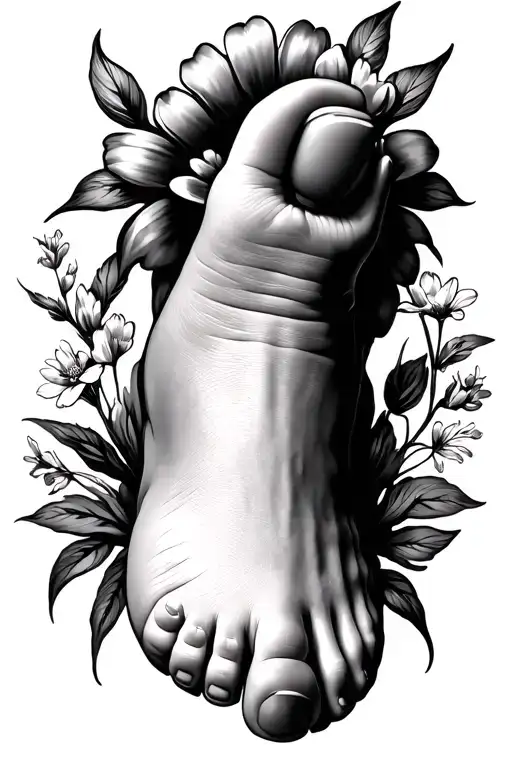 Baby Feet With Flowers