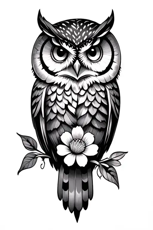 Owl And Flowers