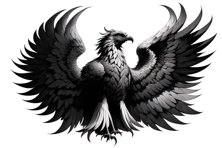 Phoenix With Wings Open Wings