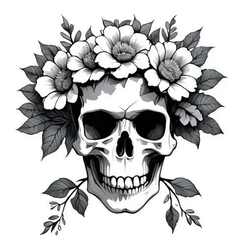 Skull With Flowers Coming Out Of It