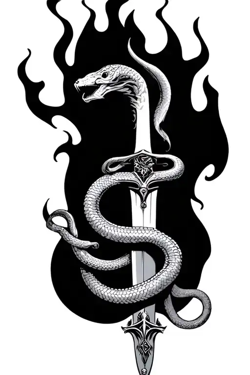 Flamberge Sword With Snake Wrapped