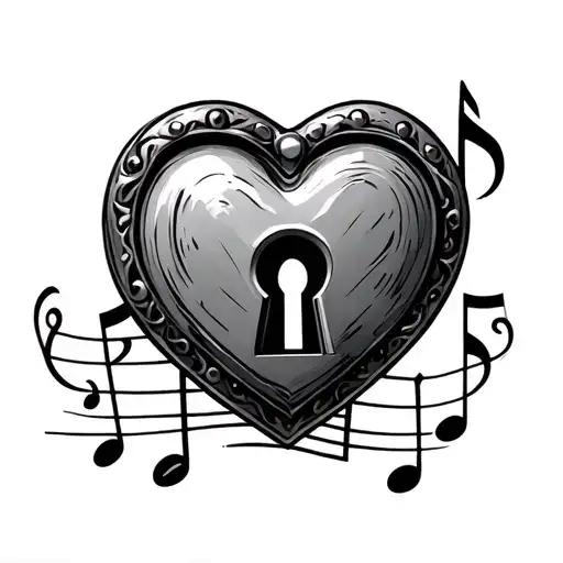 Heart Shaped Lock With A Music Note Keyhole Design