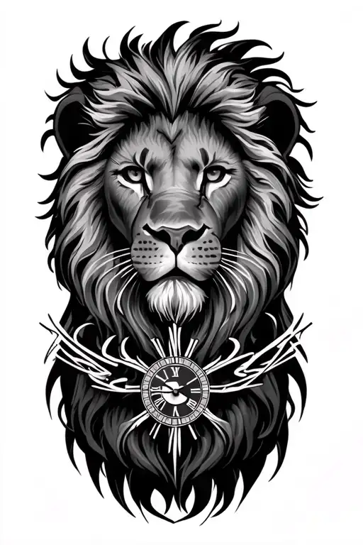 Lion And Clock Face