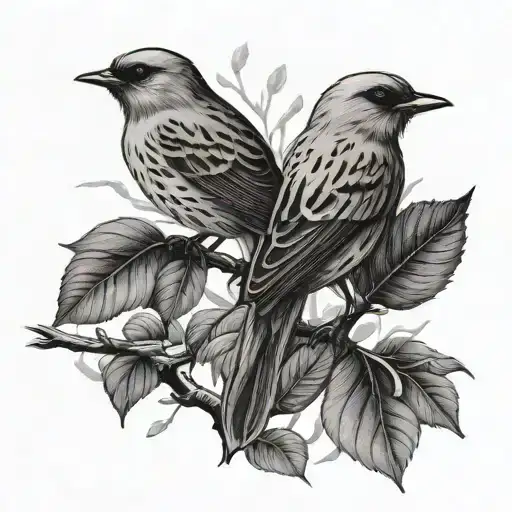 Alder Tree Birds Sitting