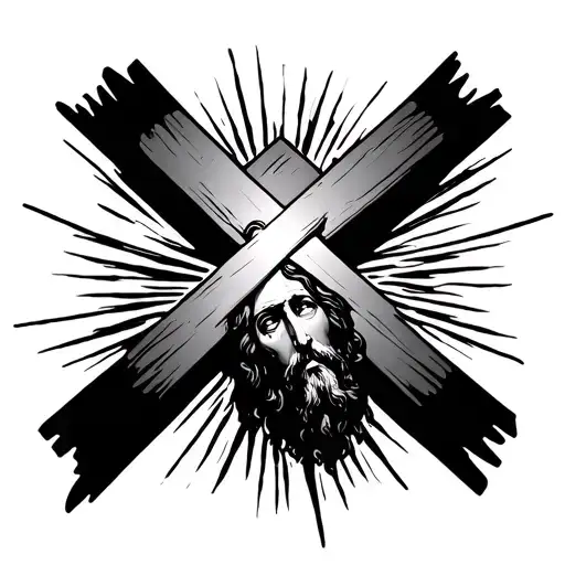 Cross Of Jesus Christ With Flashes Of Light On The Sides
