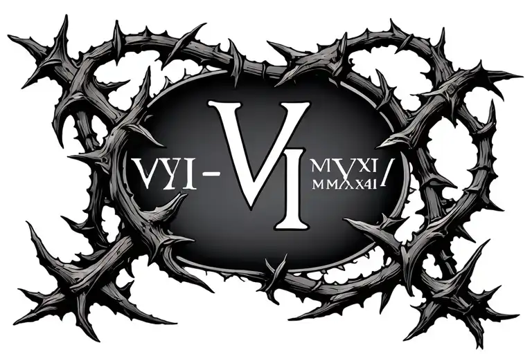 The Date Viii-xviii-mmxxiv With Thorn Vines Around The Letters