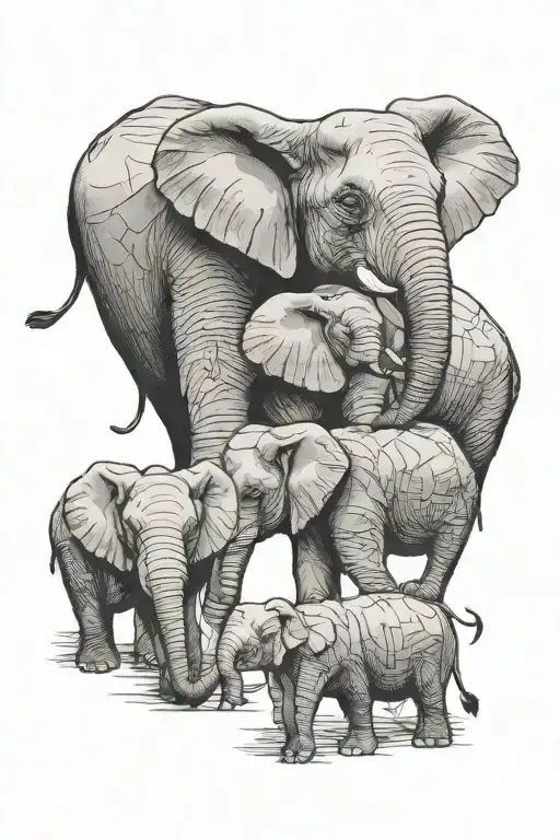 Elephant Family With Music Sheet Intertwined