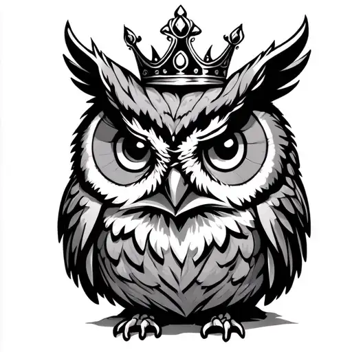 Owl Sitting With Crown