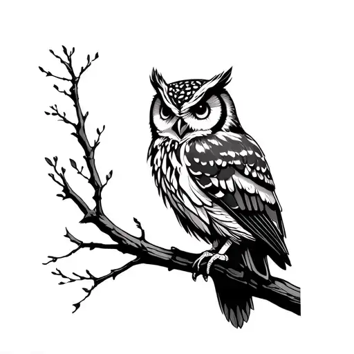 Owl Perched On A Branch